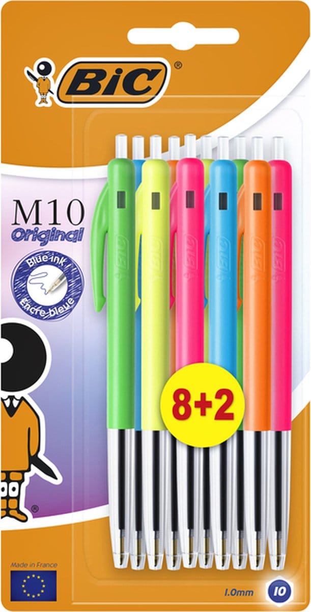 Balpen Bic M10 limited edition colors - Blauw schrijvend