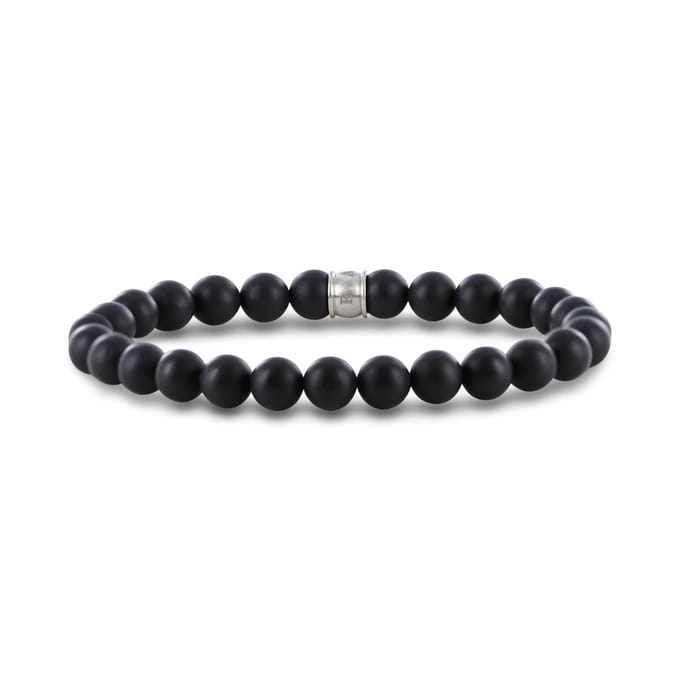 Frank 1967 7FB-0671 Armband Mat Agaat Beads 8mm - 20cm - Staal - Zwart