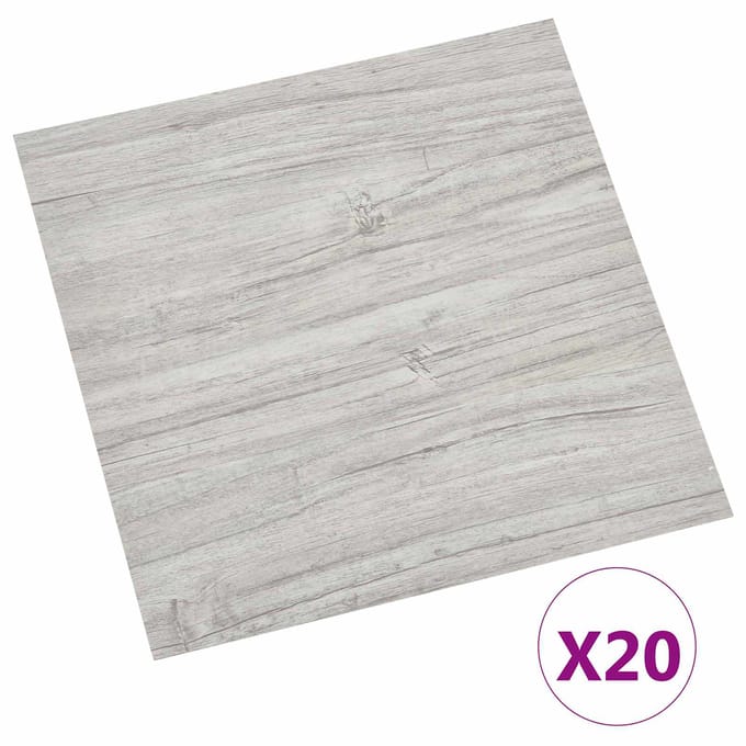 vidaXL - Zelfklevende - Vloerplanken - Lichtgrijs - en - wit - 30,5 - x - 30,5 - cm