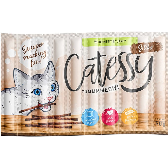 50x5g Sticks Konijn & Kalkoen Catessy Kattensnacks