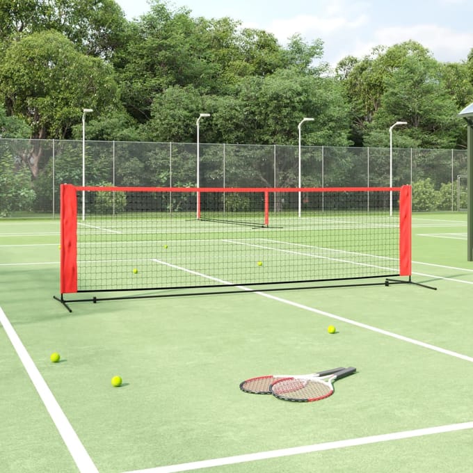vidaXL - Tennisnet - 300x100x87 - cm - polyester - zwart - en - rood