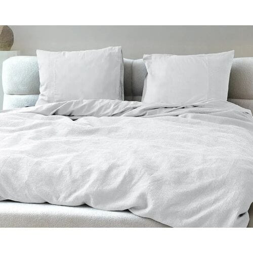 Primaviera Deluxe Waffle Dekbedovertrek - Eenpersoons - 140X200/260 + 1 x kussensloop 60x70 - Wit