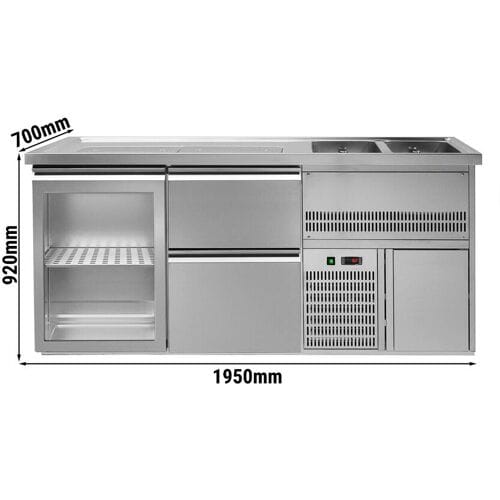 GGM Gastro Biertheke Premium PLUS - 1950x700mm - 1 Glastür & 2 Schubladen