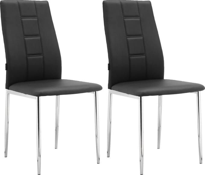 Edita-Eetkamerstoel - Zwart/Chroom - Set van 2