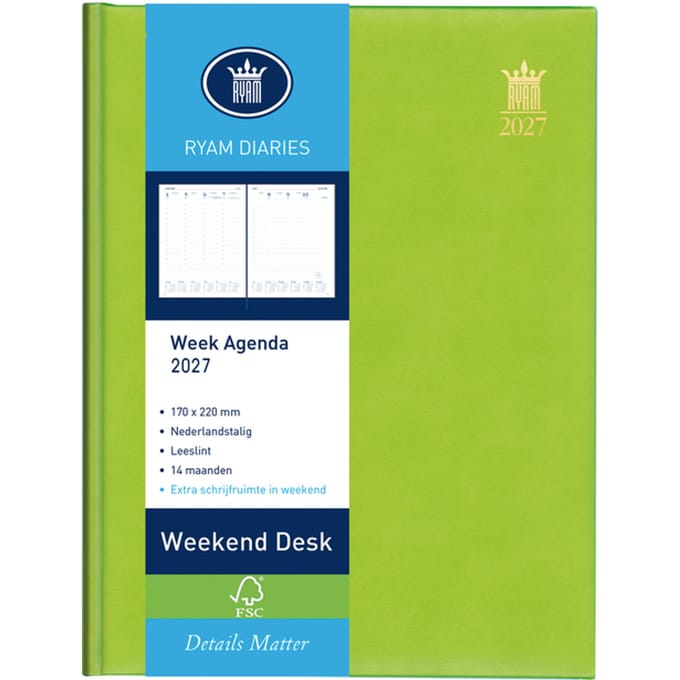 Agenda 2027 Ryam Weekplan Weekend Desk Lazio 7dagen/2pagina's assorti