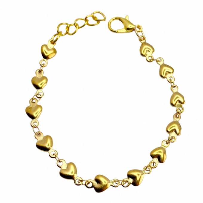 Armband- Goudkleurig- Hartjes- 15 cm - Charme Bijoux