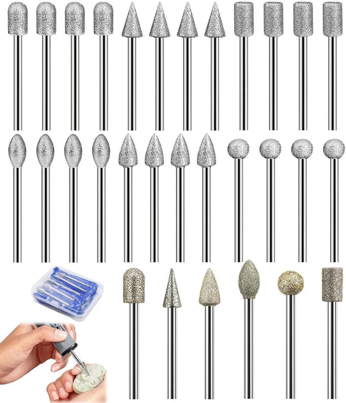 Diamantfrees Set - Slijpbitset Boren - Precisie Bewerking - 2 Korrelgroottes - 26 Stuks - Zilver Goud
