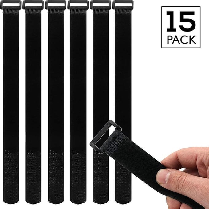 WiseGoods Luxe Set Kabelbinders - Kabel Organizer - Kabelbinder - Klussen - Tool - Wonen - Klittenband Zelfklevend - 15 Stuks 30CM