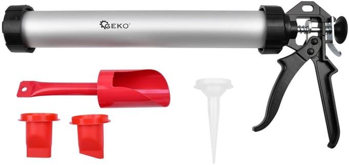 GEKO Aluminium kitpistool - 600 ml - Inclusief 3 spuitmonden en spatel