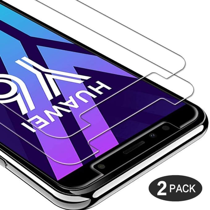 Screenprotector Glas - Tempered Glass Screen Protector Geschikt voor: Huawei Y6 2018  - 2x