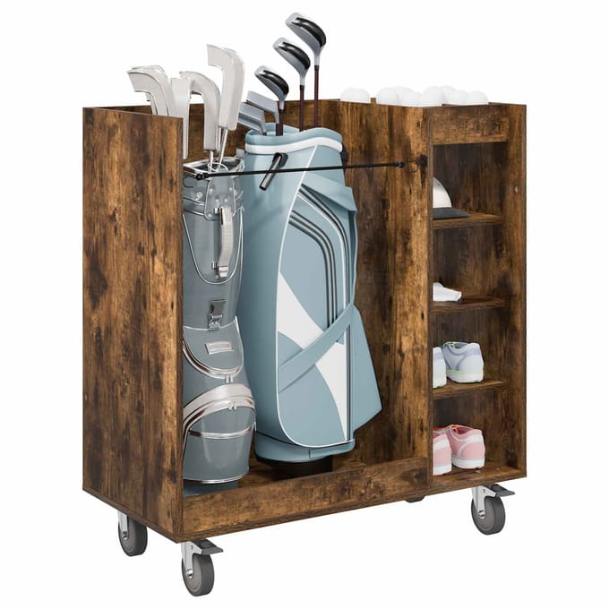 vidaXL Golfkast met wiel Gerookt eiken 90 x 45 x 98 cm Bewerkt hout