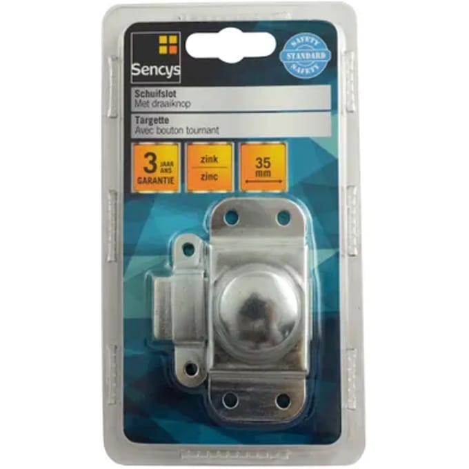 Sencys Schuifslot Met Draaiknop - Zink - 35 Mm