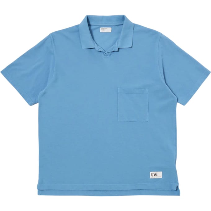 polo Universal Works vakantie polo - zomer blauw