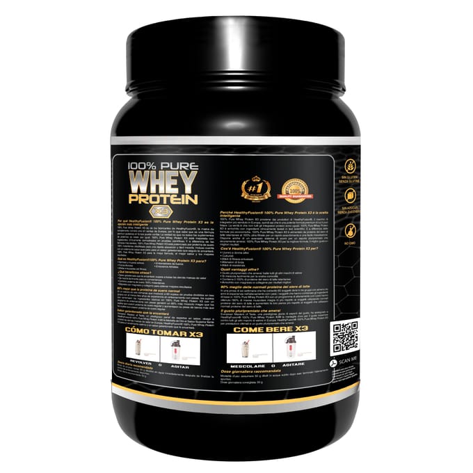 Protéine de lactosérum fusion saine | Protéine de lactosérum pure avec collagène et magnésium | 1000 g de protéines (Biscuit)