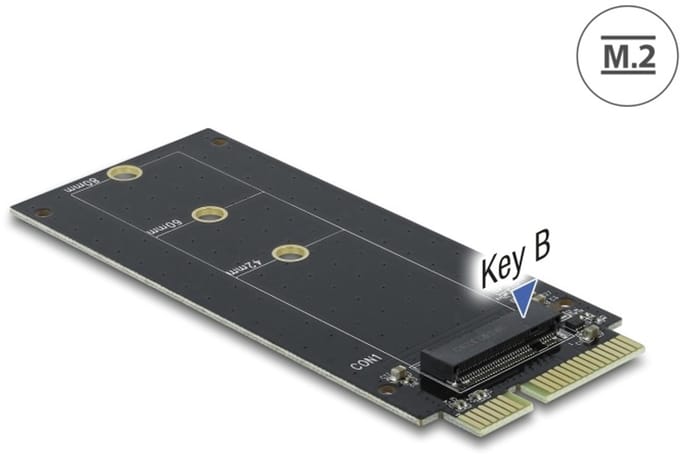 Delock SATA 22 pin male to M.2 Key B slot Adapter
