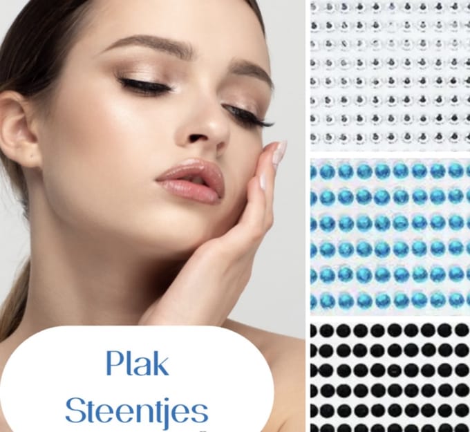 100 Plak oorbellen- No-Hole- Wit- Aqua Blauw- Zwart- 6 mm
