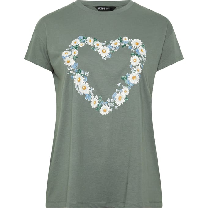 Yours Groen Tshirt Met Madeliefjeshart Size 42