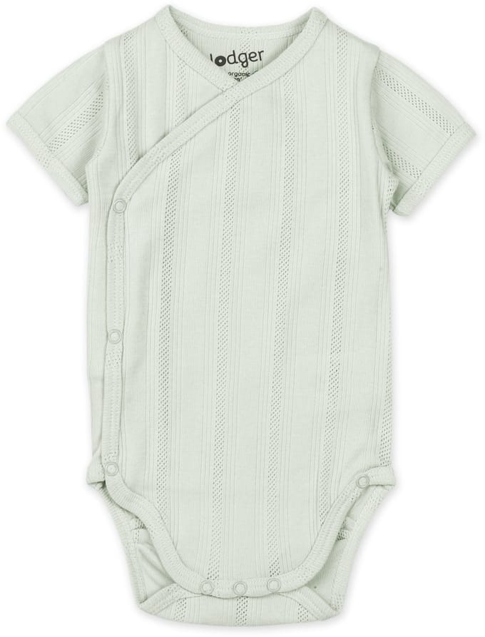 Lodger Romper met korte mouwen - Pointelle - Bruin - Maat 68 - bio katoen - Overslag romper