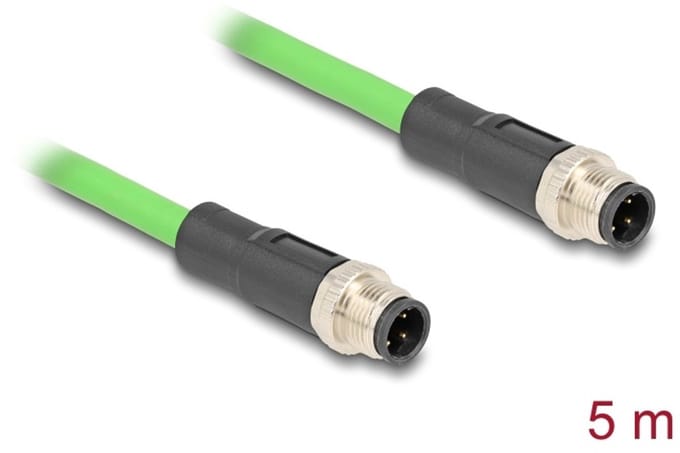 Delock M12 Cable D-coded 4 pin male to male PUR (TPU) 5 m