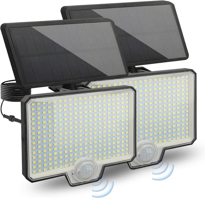 Set van 2 Zonne-Wandlampen met Bewegingssensor en 294 LED's - IP65 Waterdicht