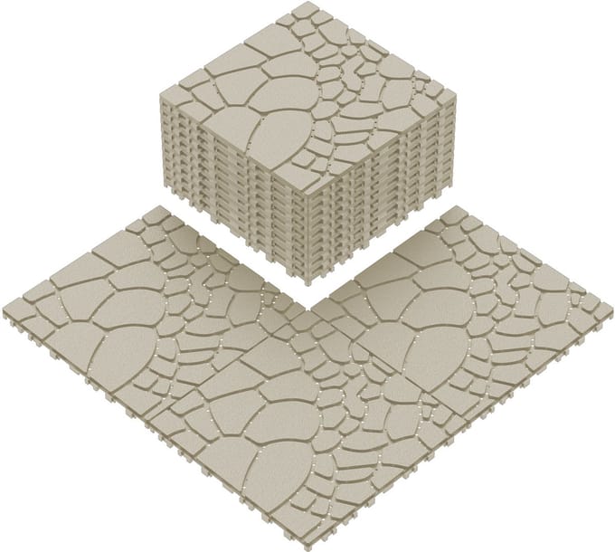Interlocking Deck Tiles - 44 Stuks - 30x30 cm - Steenstructuur - Beige