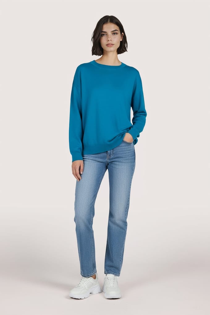 EsQualo Sweater Boxy Basic Knit Petrol Taglia: S | Maglioni a maglia Outlet | Donna