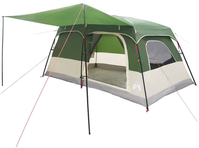 vidaXL - Familietent - 10-persoons - Groen - Polyester - en - Staal