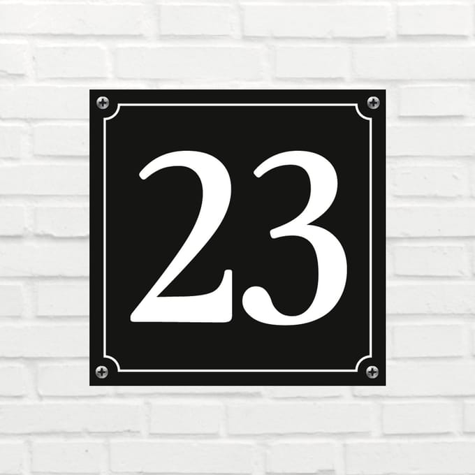 Huisnummerbord Mat zwart Deluxe - Nummer 23 - incl. bevestiging