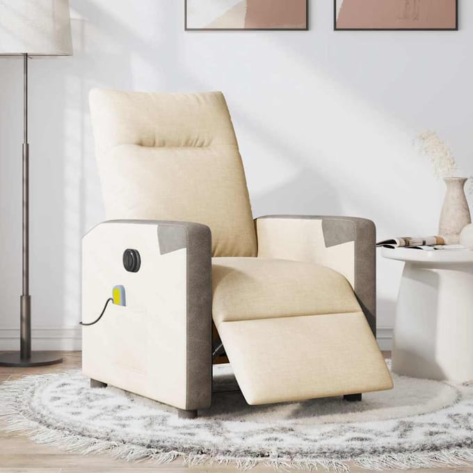 vidaXL - Massagestoel - elektrisch - verstelbaar - stof - crèmekleurig