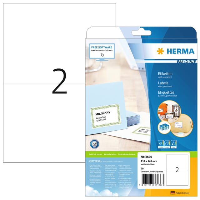 HERMA 8636 Wit Zelfklevend printerlabel printeretiket