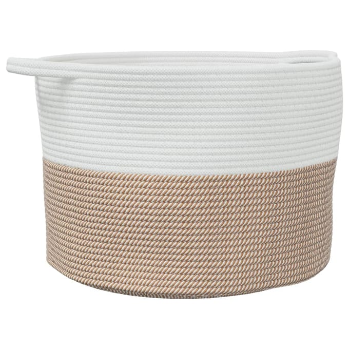vidaXL - Wasmand - Ø - 55x36 - cm - katoen - bruin - en - wit