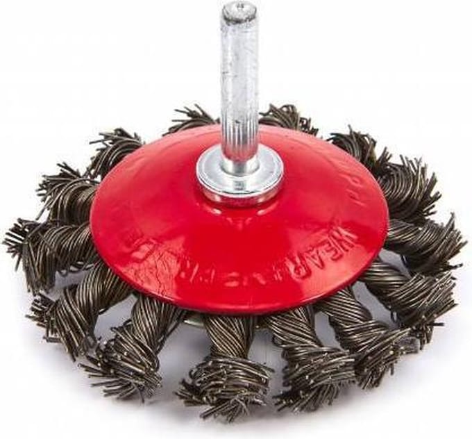 3X 75 mm Schijfborstel met gedraaid staaldraad met 6 mm Opname