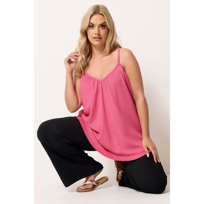 Yours Roze Gekreukte Camitop Size 42