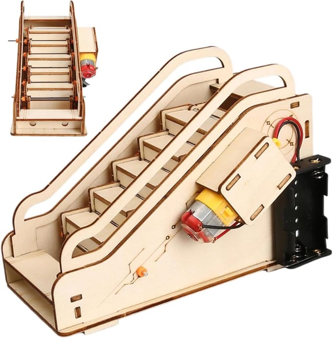 Houten Roltrapmodel - Educatief Speelgoed - Praktisch Leren - Interactief Bouwmodel - 245 cm - Houtkleur