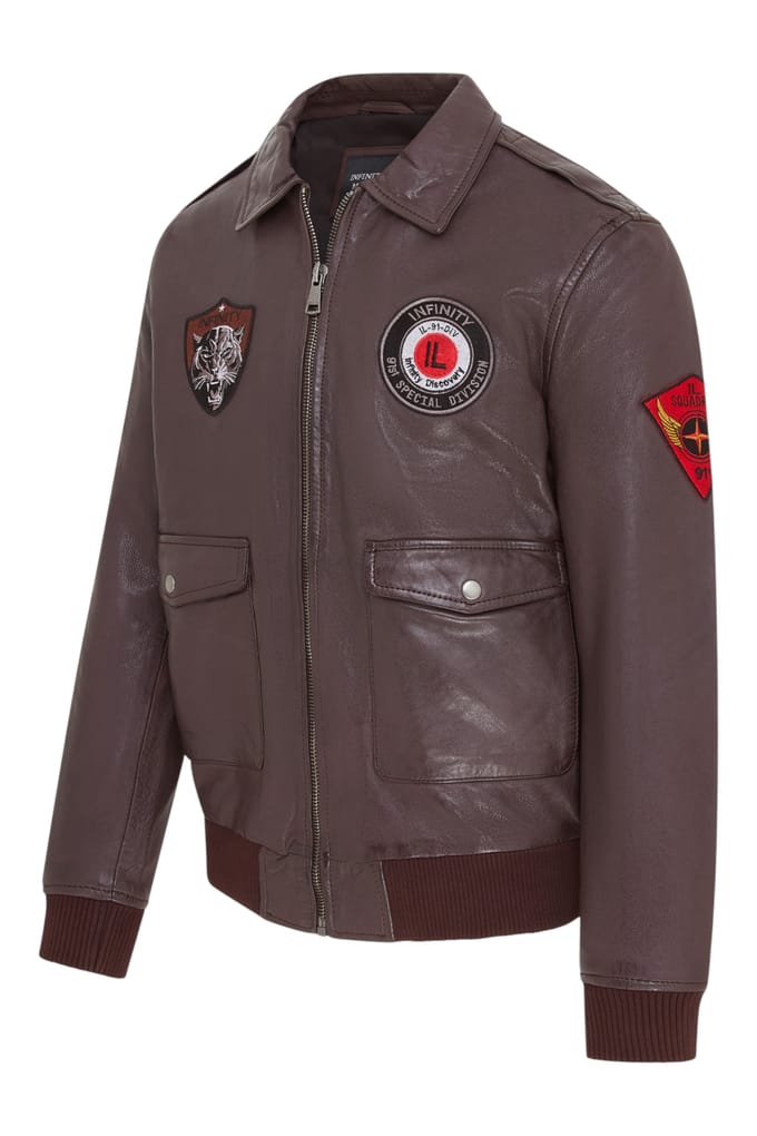 Heren bruin leren bomberjack G-1 Aviator kraag - Maverick