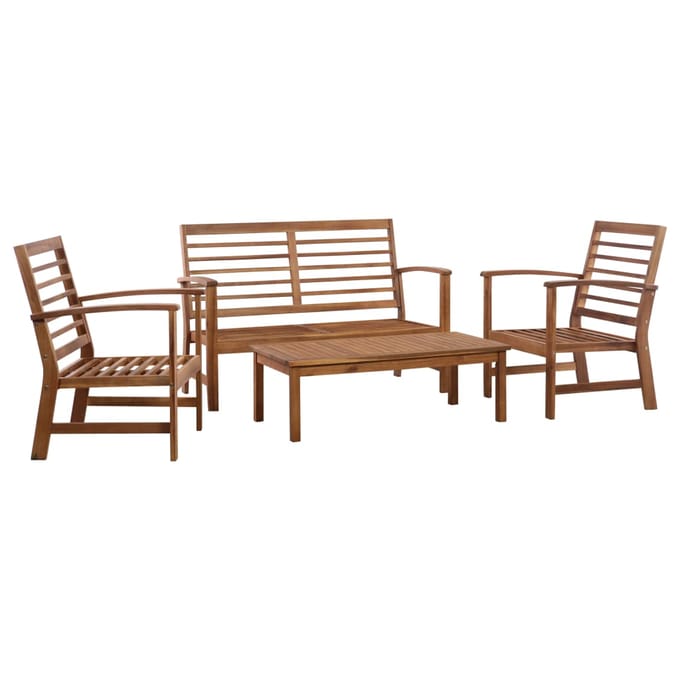 vidaXL - 4-delige - Loungeset - massief - acaciahout