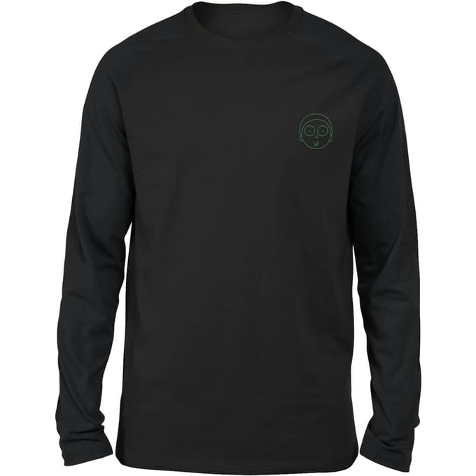 Rick and Morty Morty Embroidered Unisex Long Sleeved T-Shirt - Black - M
