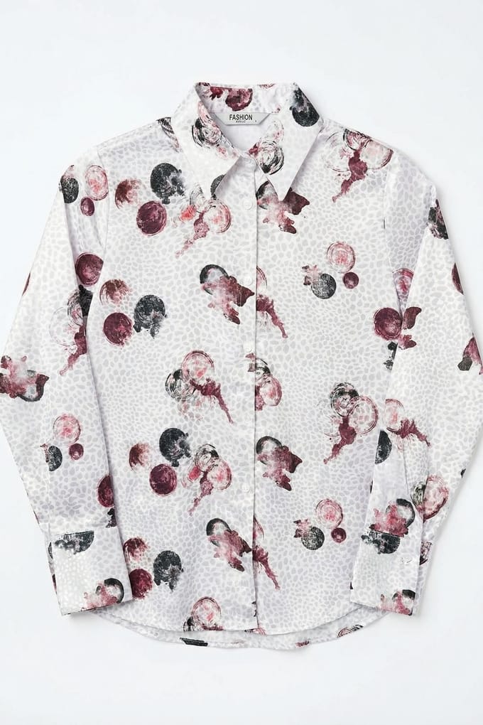 Textured Abstract Printed Shirt with Button Closure