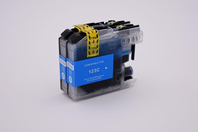 KATRIZ® huismerk inkt voor|Brother LC123C  |10ml | ( 2stuks) - Met chip