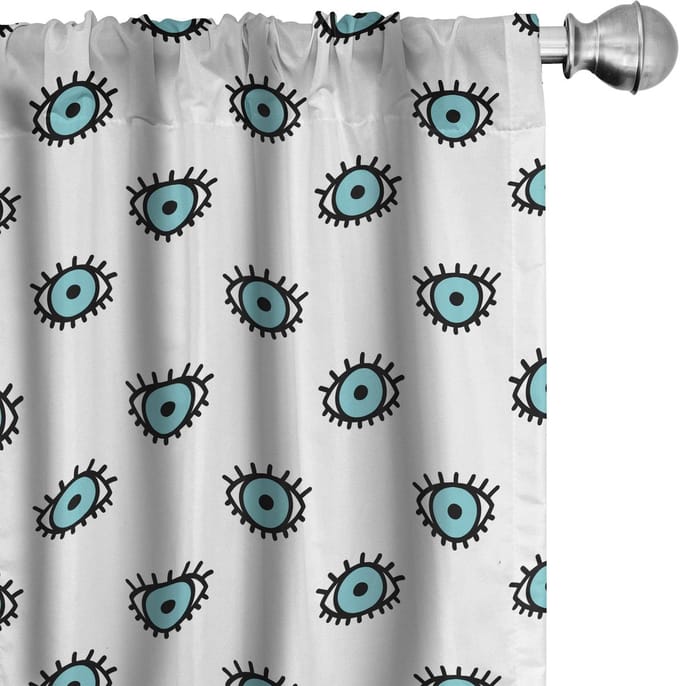 ABAKUHAUS – Doodle Ogen Voorhang 2x75x175 cm – Seafoam/Wit