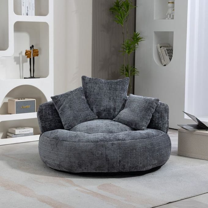 Canapé - MUVOE - Lazy Boy - Chenille grise - Dossier haut - Confortable et durable gris