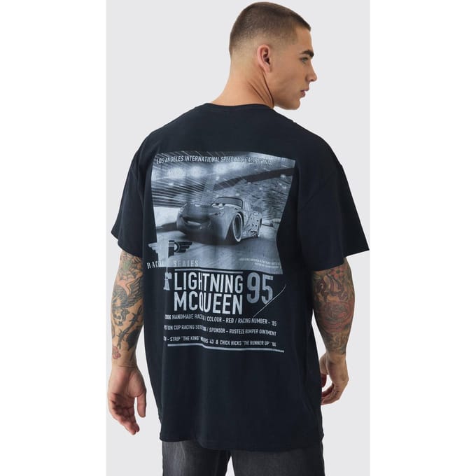 Oversized Disney Cars License Achterdruk T-shirt | Black | Size Medium