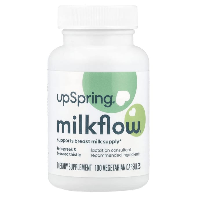 UpSpring, Milkflow, Fenugrec + Chardon béni, 100 capsules végétales