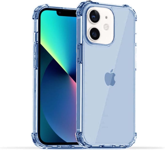 Smartphonica iPhone 12 Mini transparant siliconen hoesje - Blauw geschikt voor iPhone 12 Mini