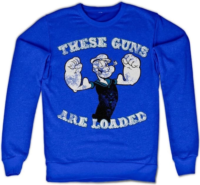 Popeye These Guns Are Loaded-sweatshirt, blauw