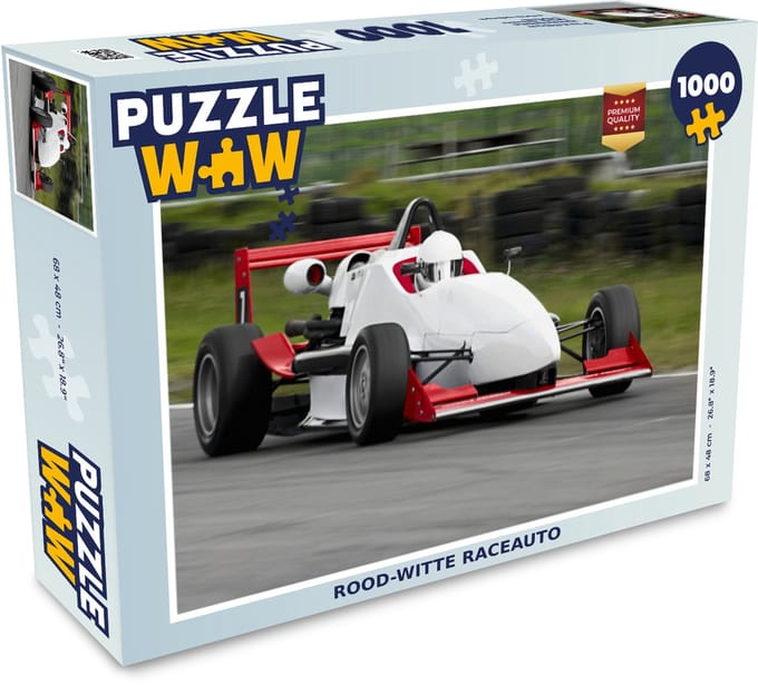 Puzzel Rood-witte raceauto - Legpuzzel - Puzzel 1000 stukjes volwassenen