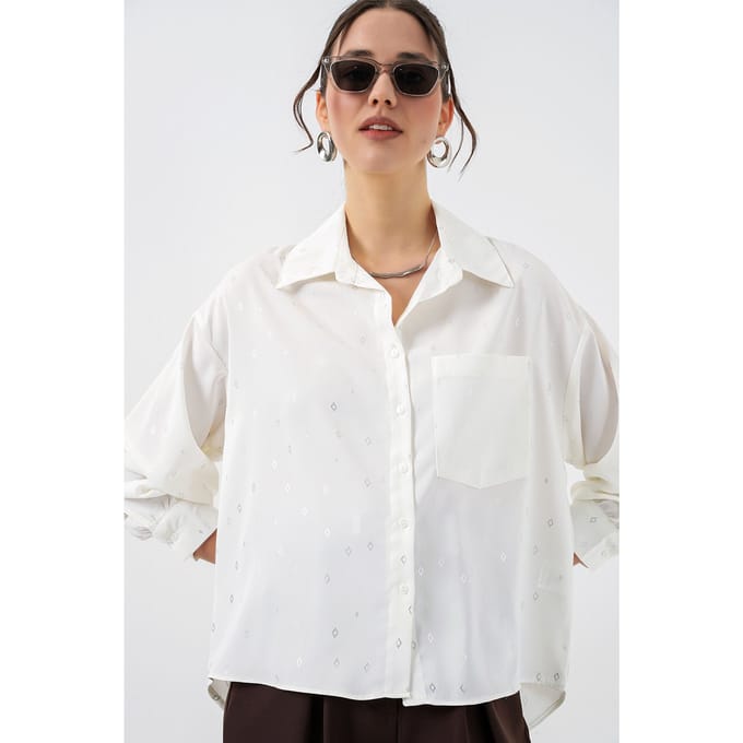 Oversized Lange Mouw Geprinte Shirt met Zak