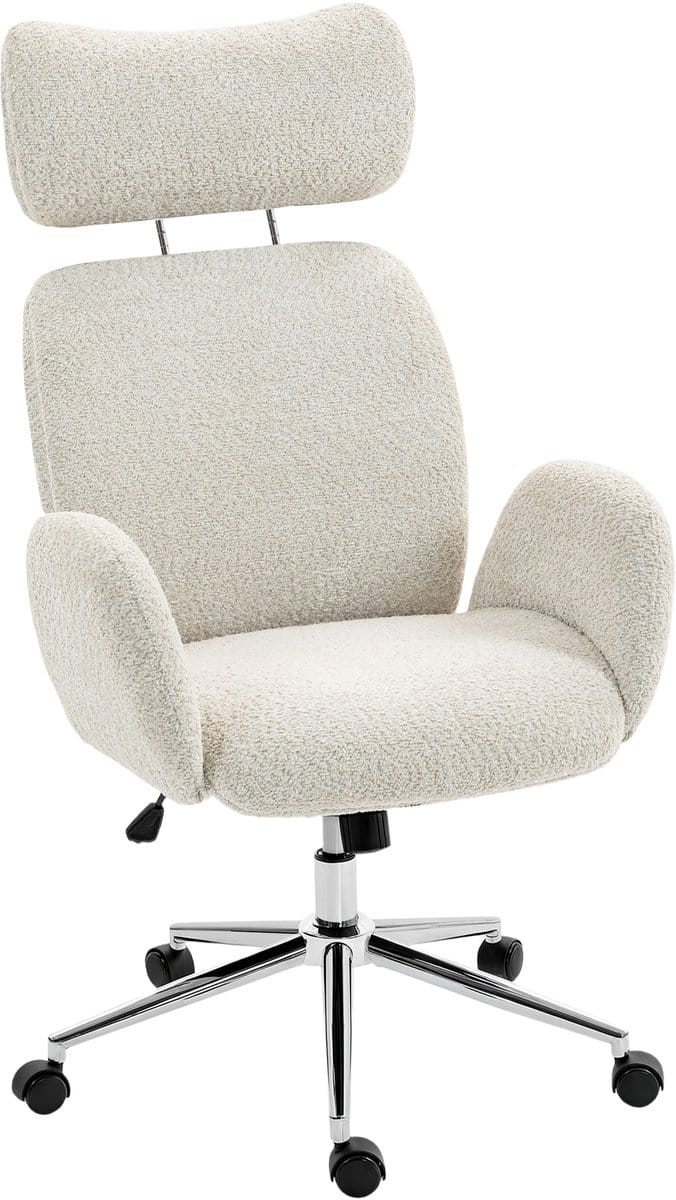 HOMCOM Bureaustoel Polyester, Staal 75L x 65B x 115-123H cm Lichtgrijs