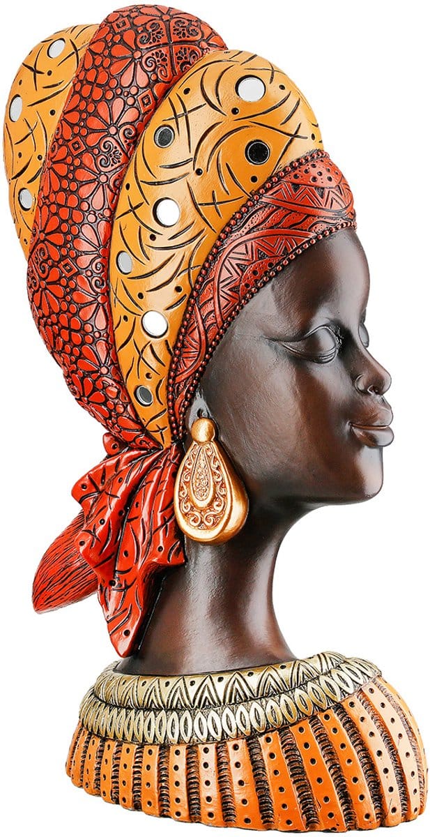 Nosta Afrikaanse Vrouw Decoratiebeeld – Zwart/Goud – Handgemaakt – 32 cm