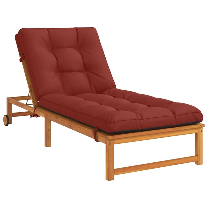 vidaXL - Ligstoel - Kussen - VIANEN - 100% - Polyester - Rood - 200 - x - 80 - x - 8 - cm